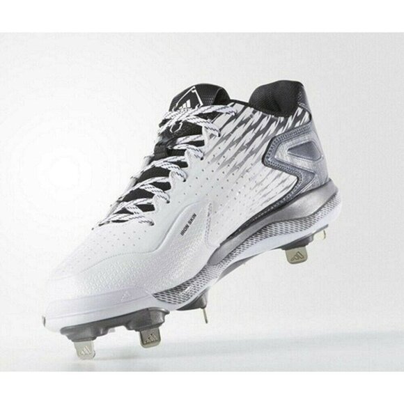 Adidas Men\'s PowerAlley 3 Metal Baseball Cleats S84756 White Black Grey Size 9 main image 4